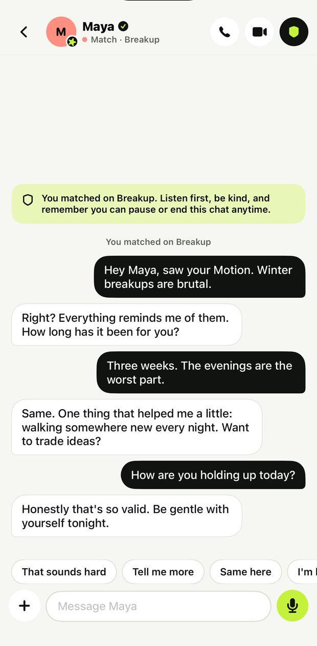 A chat between two people